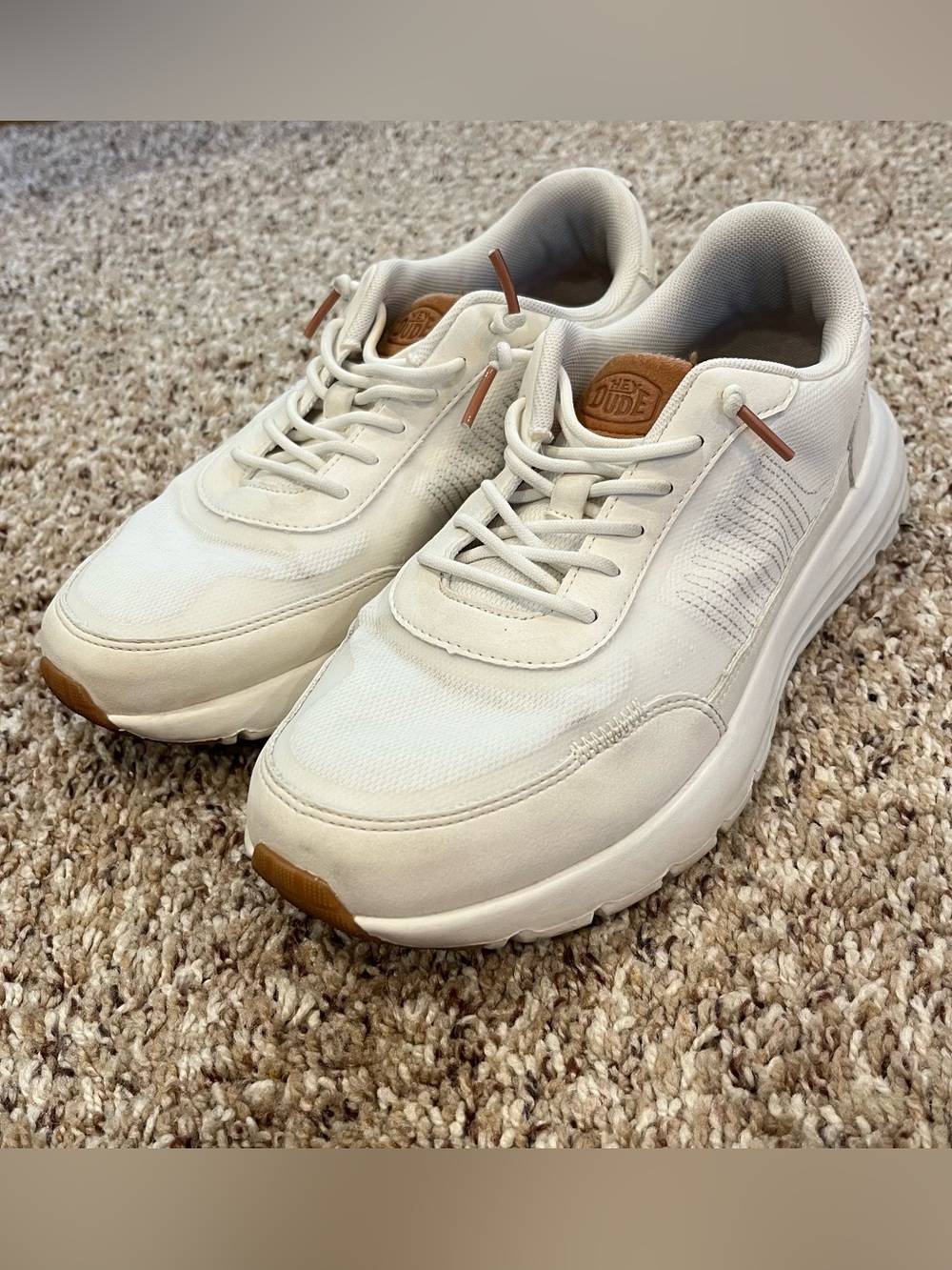 HEYDUDE Sirocco Alta W White Lace-Up Low Top Athletic Sneakers Womens size 8